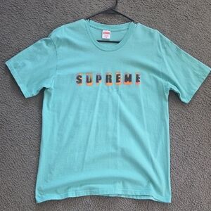 Supreme Aqua Tee with Colorful Logo